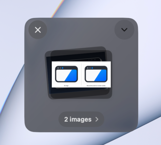 The tray collapsed, with the images stacked and a “2 images” label.