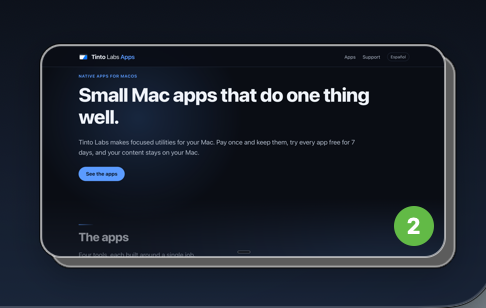 Tempo's floating thumbnail with the capture just taken and a green badge showing 2.